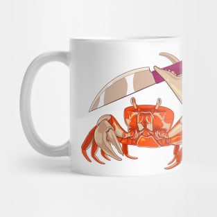 Crab. Dangerous crab with a knife. Mug